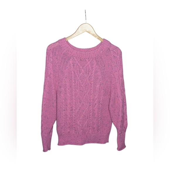 J.Crew Pink Tweed Cable Knit Sweater XS Women’s Textured Crewneck Pullover - Picture 1 of 12